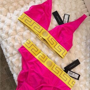 Versace Fuchsia and Gold Bikini Set
